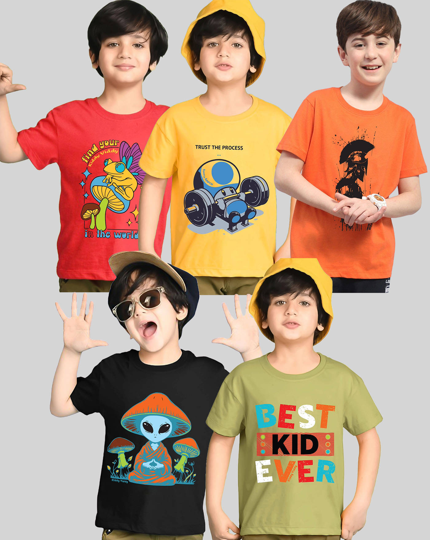     			ENITOR Pack of 5 Boys Cotton Blend T-Shirt ( Green )