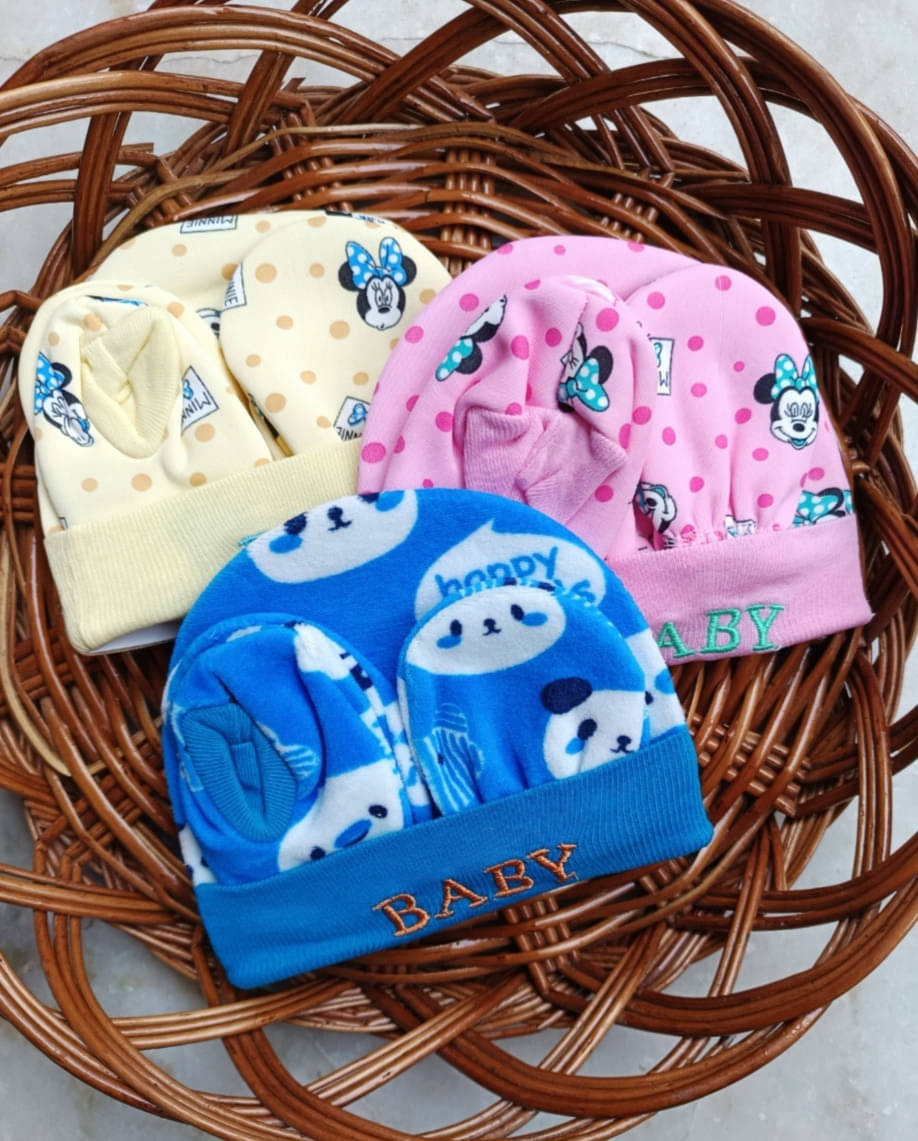     			Garcy Pack of 3 Unisex for Baby Caps ( Blue )
