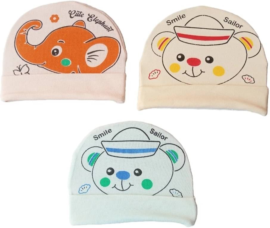     			Garcy Pack of 3 Unisex for Baby Caps ( Multicolor )