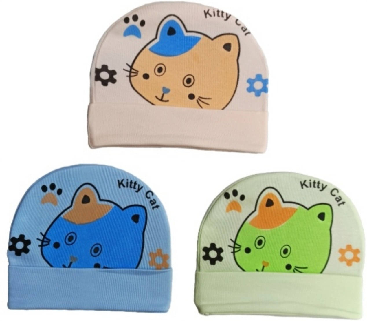     			Garcy Pack of 3 Unisex for Baby Caps ( Multicolor )
