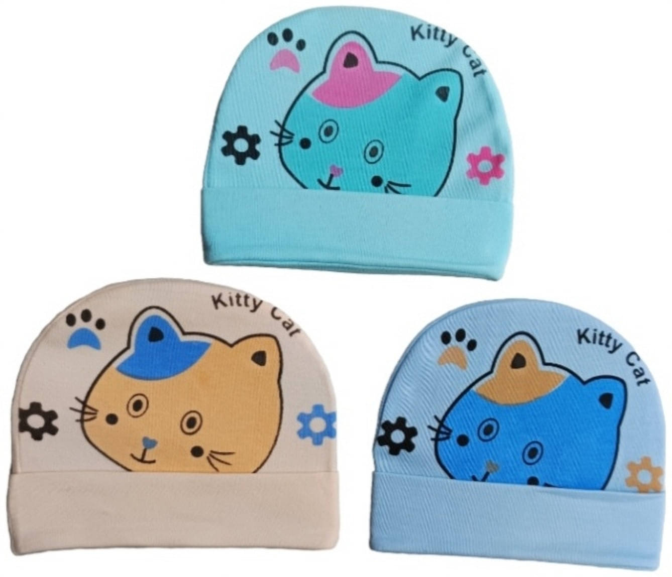     			Garcy Pack of 3 Unisex for Baby Caps ( Multicolor )