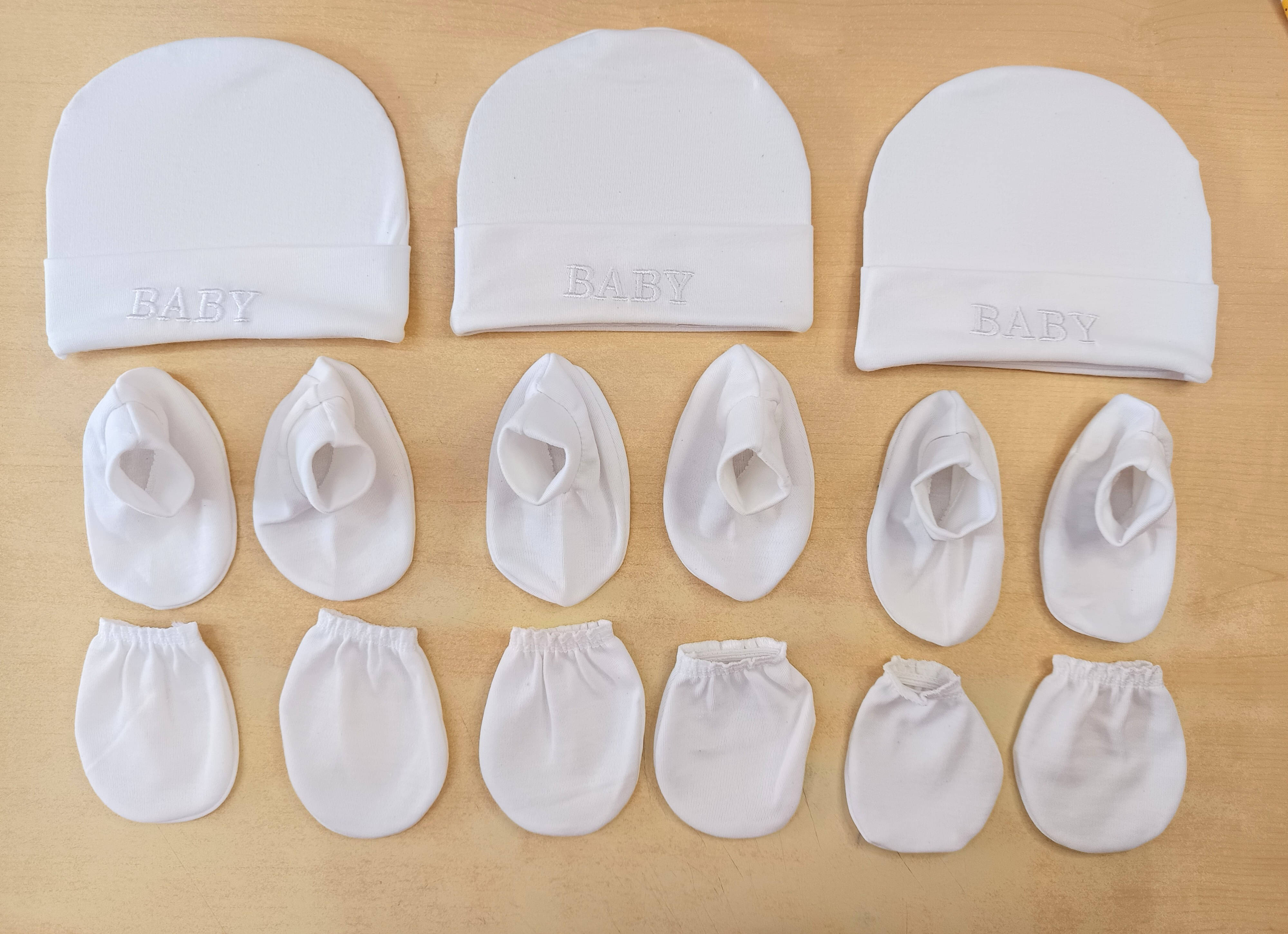     			Garcy Pack of 3 Unisex for Baby Caps ( White )