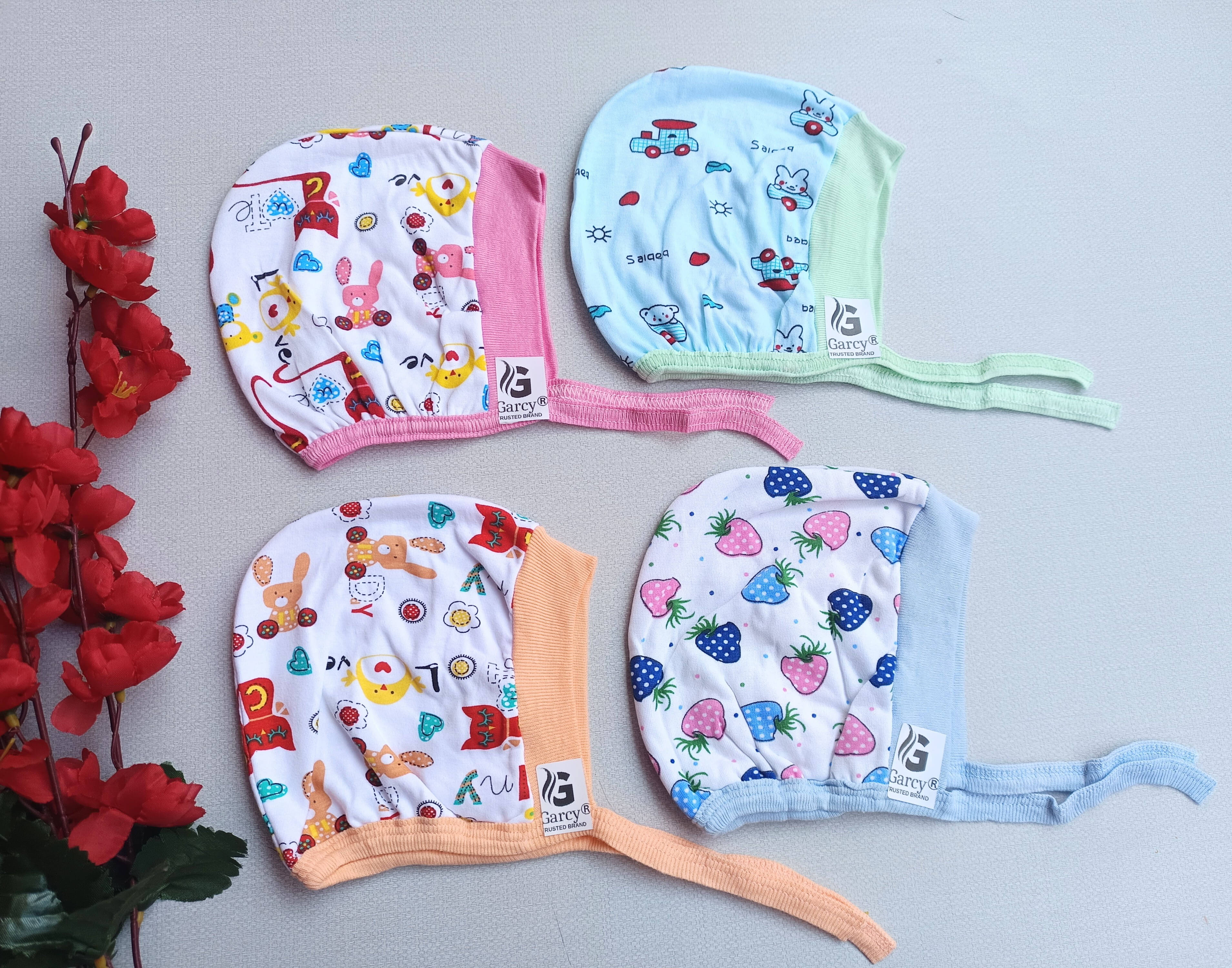     			Garcy Pack of 4 Unisex for Baby Caps ( Blue )
