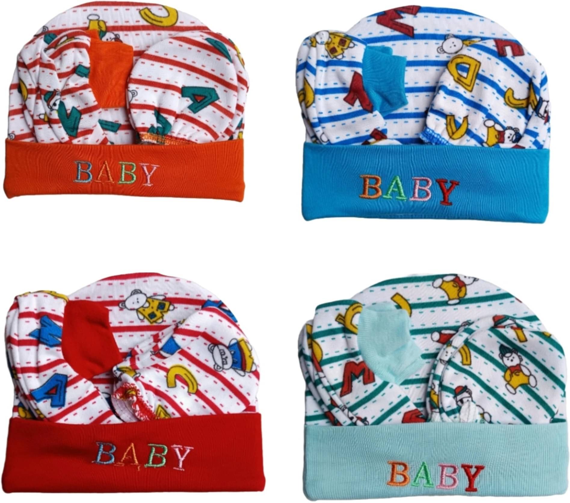     			Garcy Pack of 4 Unisex for Baby Caps ( Blue )