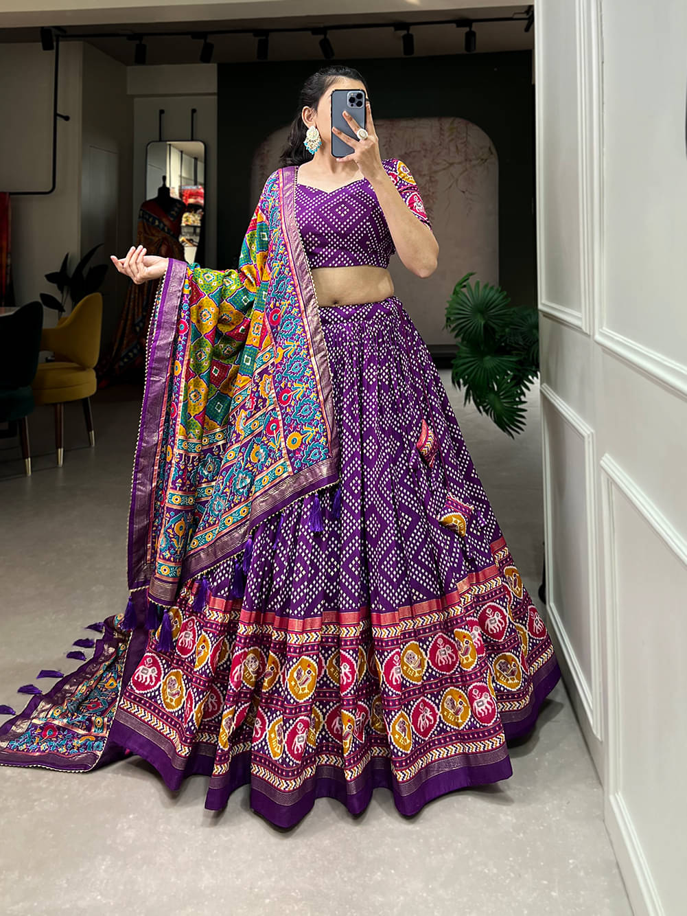 JULEE Maroon Tussar Silk Chaniya Choli Semi Stitched Lehenga Single JULEE Maroon Tussar Silk Chaniya Choli Semi Stitched Lehenga Single