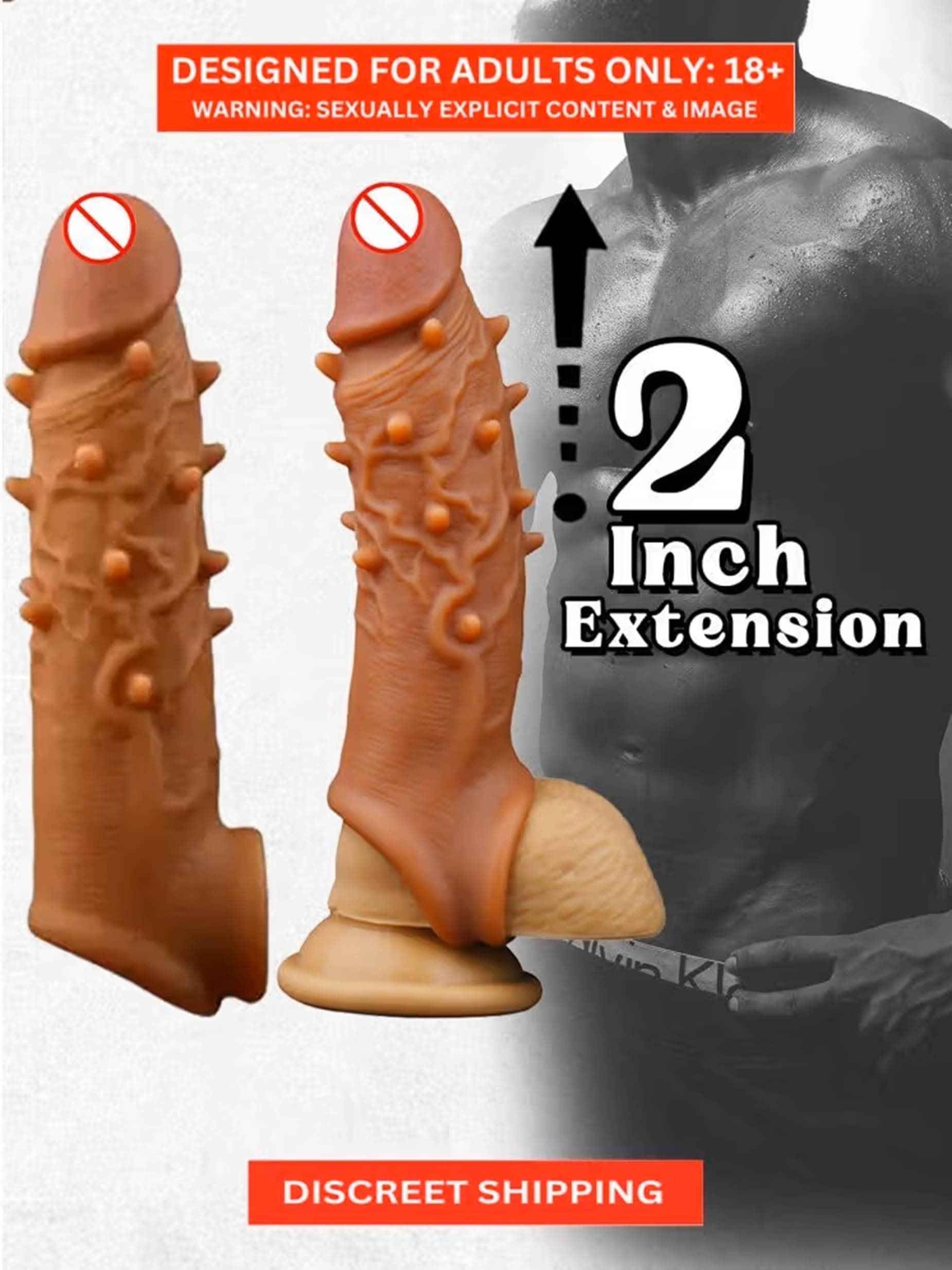 2 Inch Instant Size Increase Dragon Spiky Extender Condom Indian Skin Color Best Silicon Material Double Hole For Men     			2 Inch Instant Size Increase Dragon Spiky Extender Condom Indian Skin Color Best Silicon Material Double Hole For Men