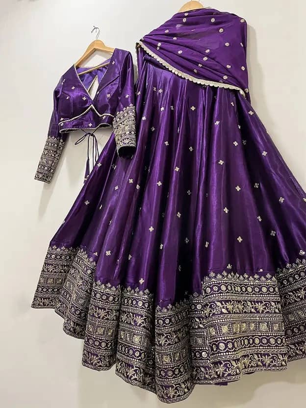 Keyura Purple Georgette Chaniya Choli Semi Stitched Lehenga Single