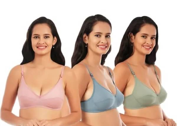 Kiran Enterprises Pack of 3 Cotton Non Padded Everyday Bra For Women ( Pink,Green,Blue ) Kiran Enterprises Pack of 3 Cotton Non Padded Everyday Bra For Women ( Pink,Green,Blue )