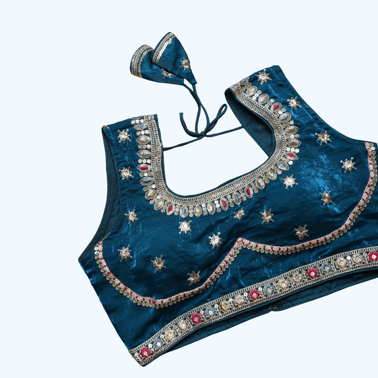 Modern Mughals Blue Readymade with Pad Shimmer Women's Blouse ( Pack of 1 ) Modern Mughals Blue Readymade with Pad Shimmer Women's Blouse ( Pack of 1 )