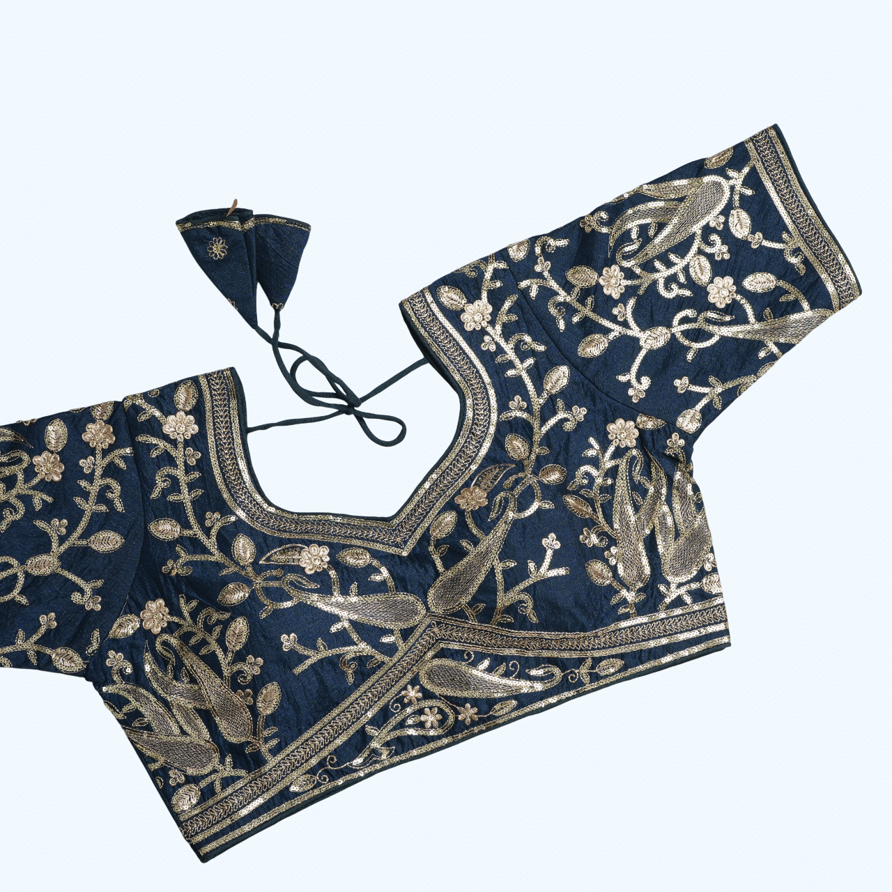     			Modern Mughals Blue Readymade with Pad Art Silk Women's Blouse ( Pack of 1 )