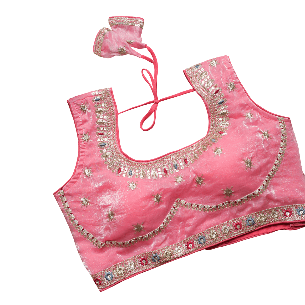     			Modern Mughals Peach Readymade with Pad Shimmer Women's Blouse ( Pack of 1 )