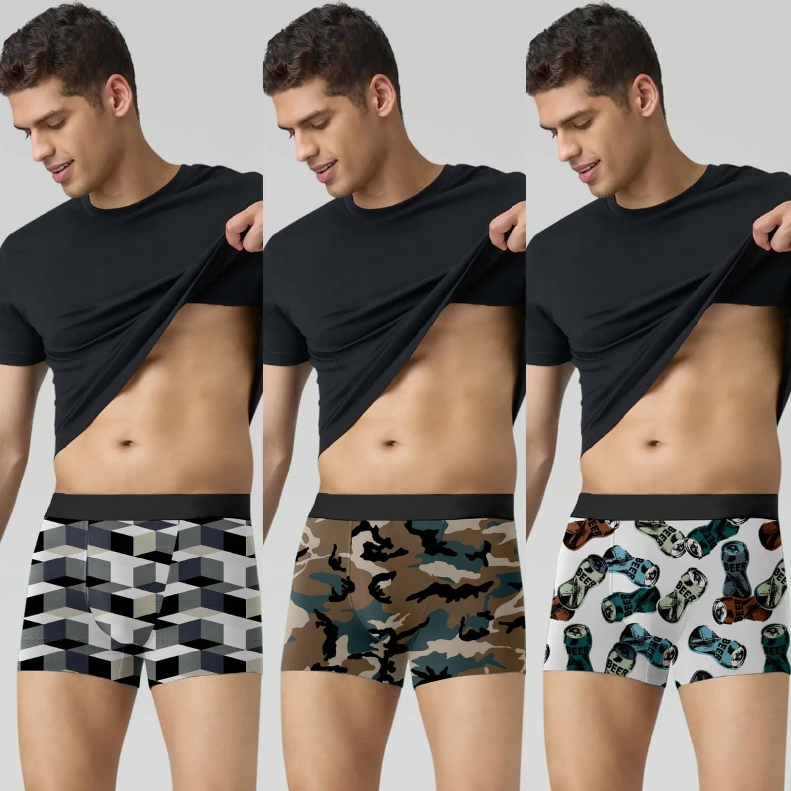 O'Womaniyah Pack of 3 Lycra Trunks For Men's ( Multicolor ) O'Womaniyah Pack of 3 Lycra Trunks For Men's ( Multicolor )
