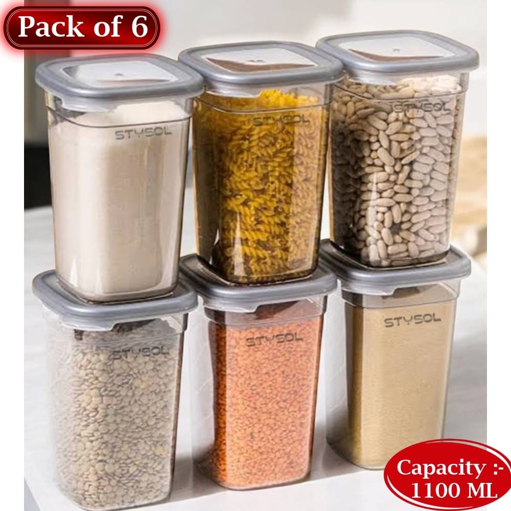     			Stysol Plastic Transparent Multi-Purpose Container ( Set of 6 )