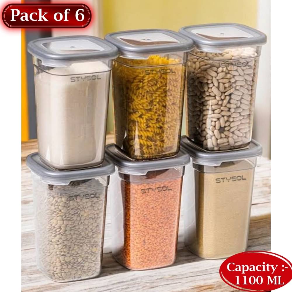     			Stysol Plastic Transparent Multi-Purpose Container ( Set of 6 )