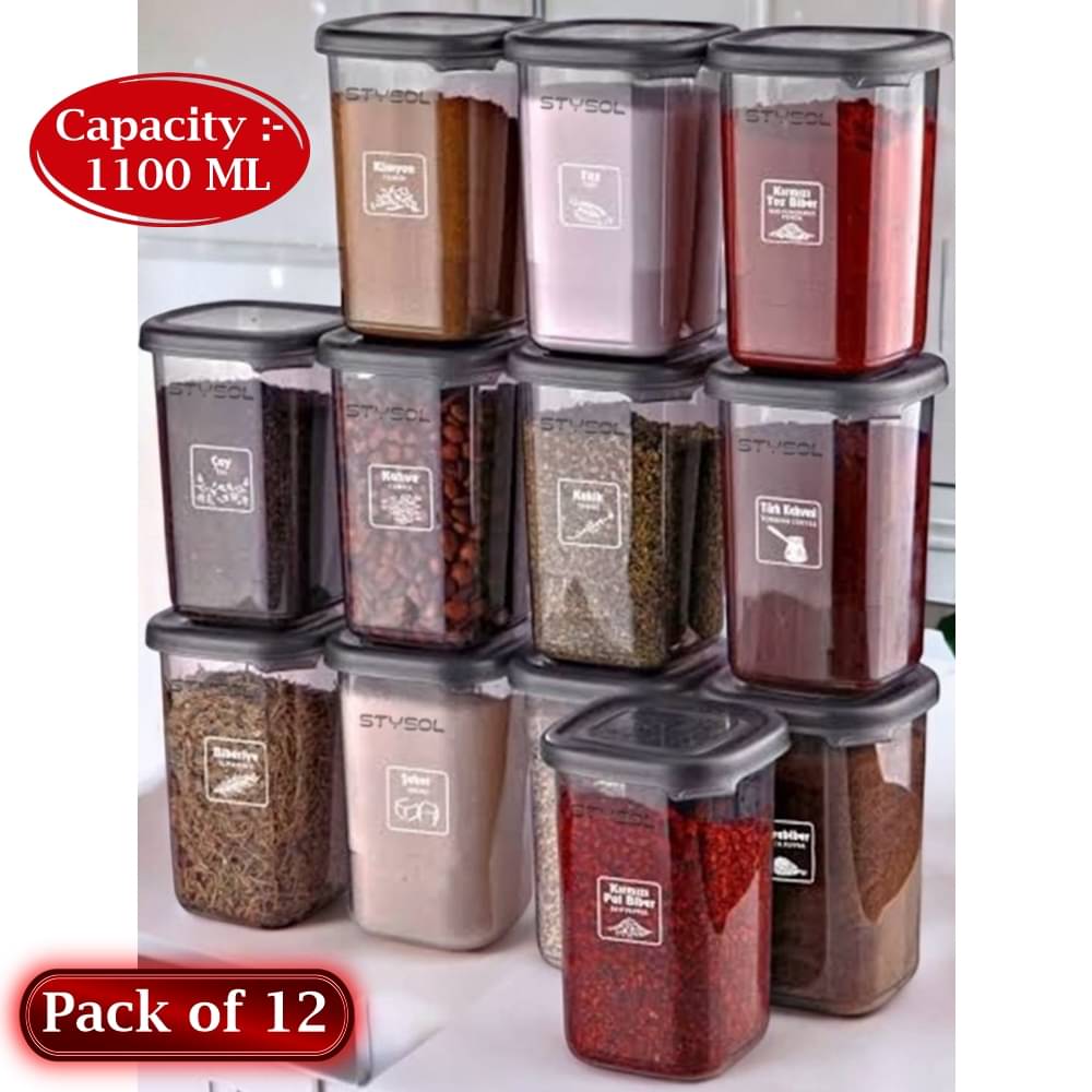     			Stysol Plastic Transparent Multi-Purpose Container ( Set of 12 )
