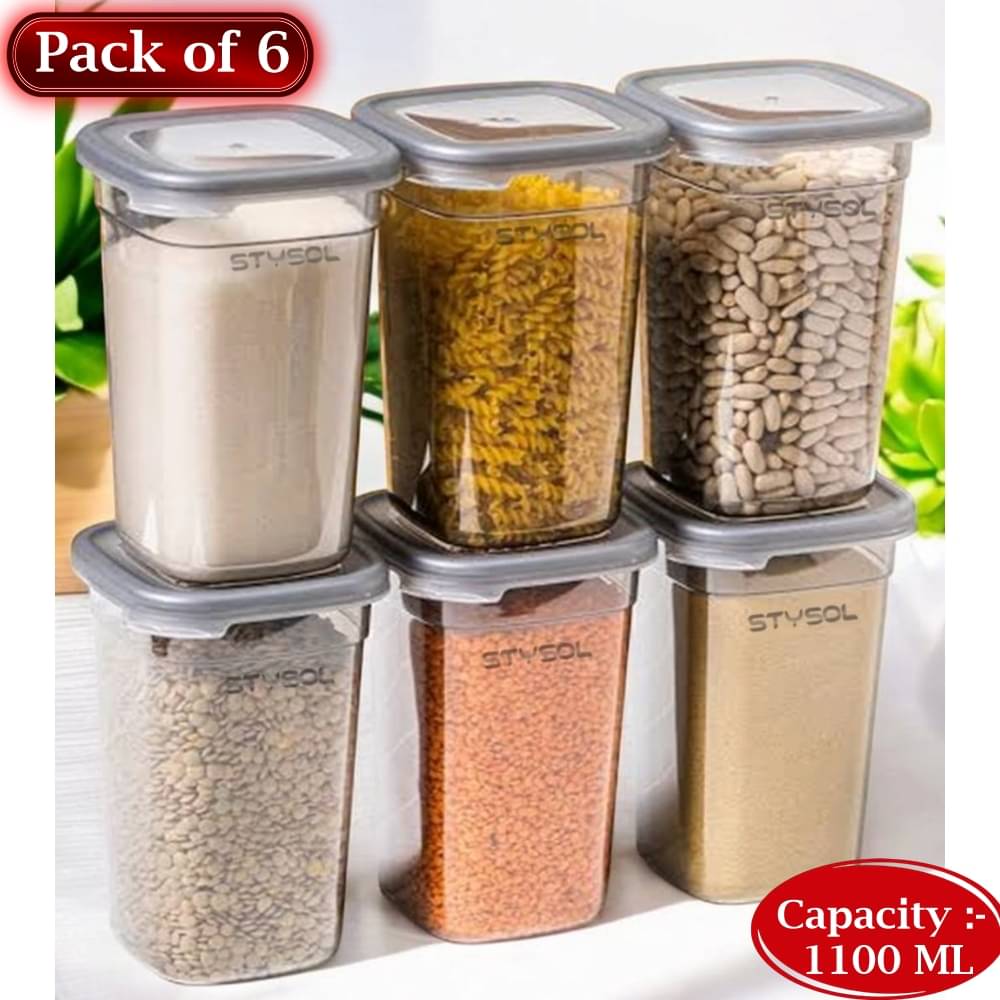     			Stysol Plastic Transparent Multi-Purpose Container ( Set of 6 )