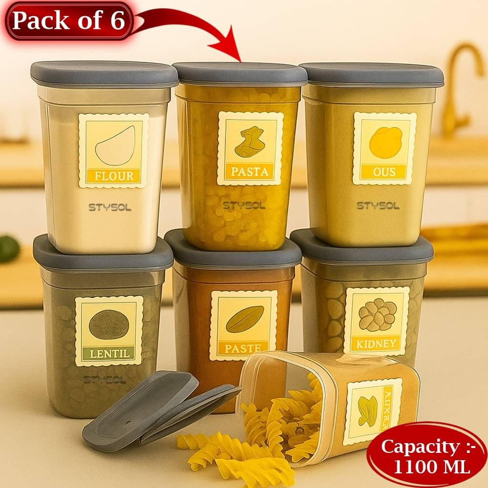    			Stysol Plastic Transparent Multi-Purpose Container ( Set of 6 )