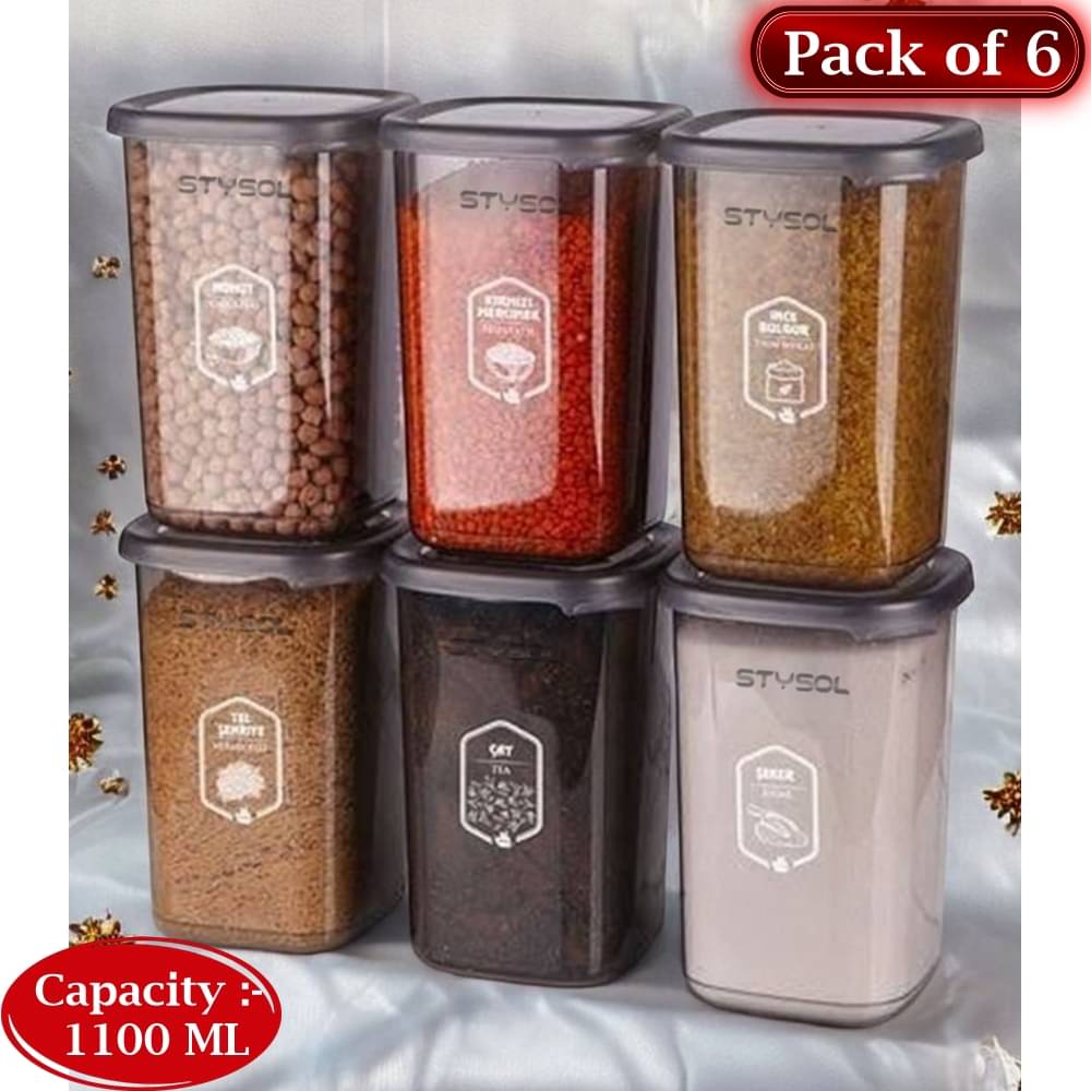     			Stysol Plastic Transparent Multi-Purpose Container ( Set of 6 )