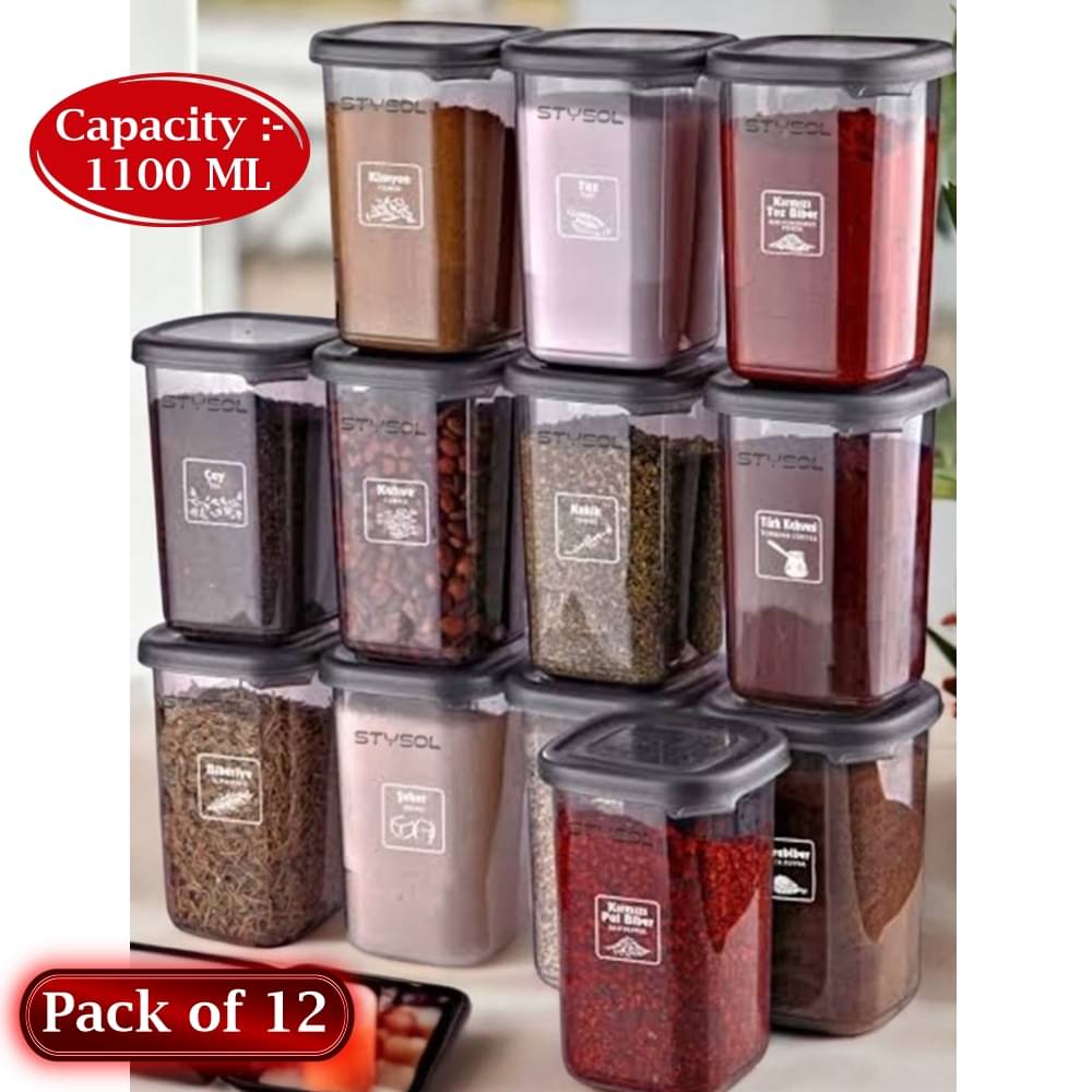     			Stysol Plastic Transparent Multi-Purpose Container ( Set of 12 )