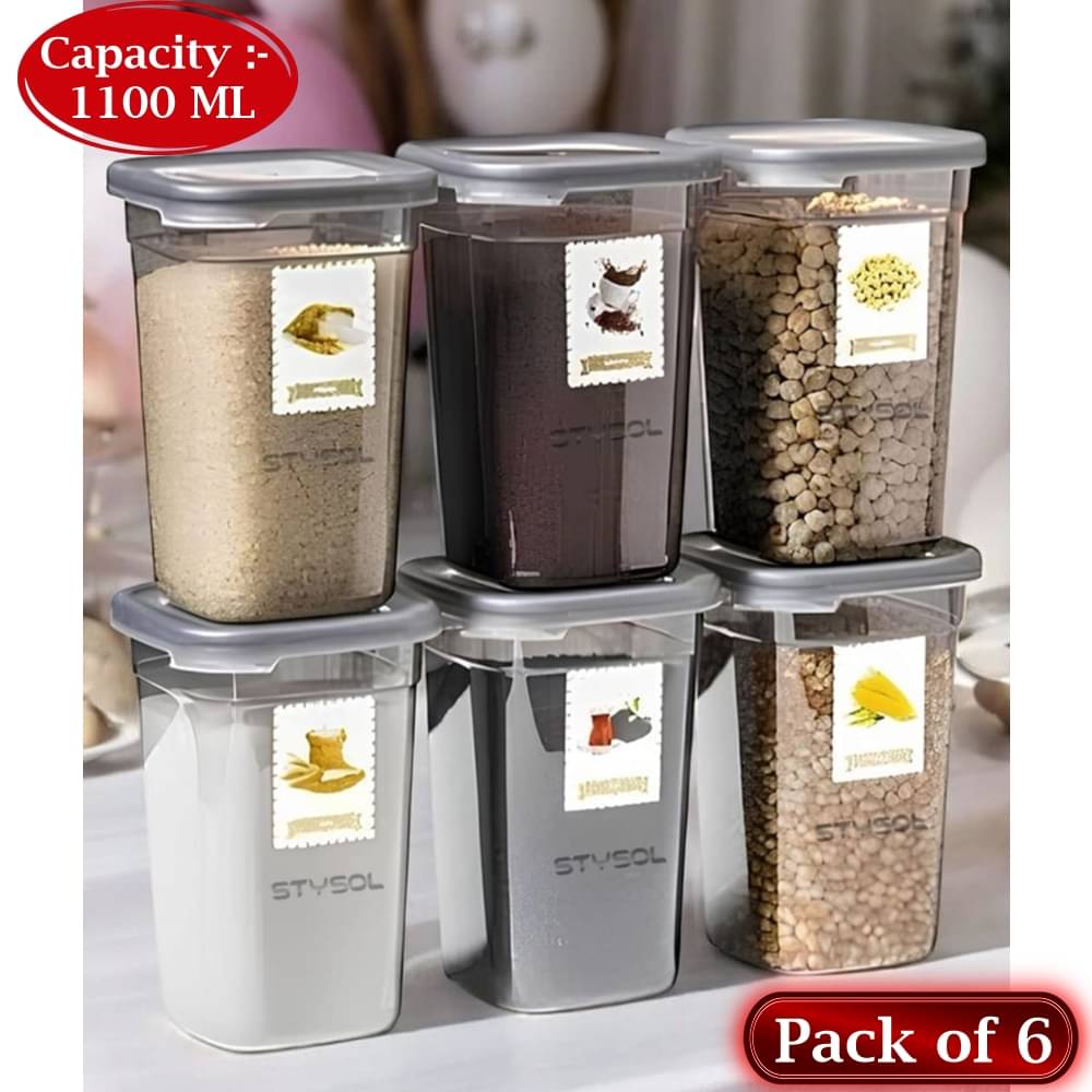     			Stysol Plastic Transparent Multi-Purpose Container ( Set of 6 )