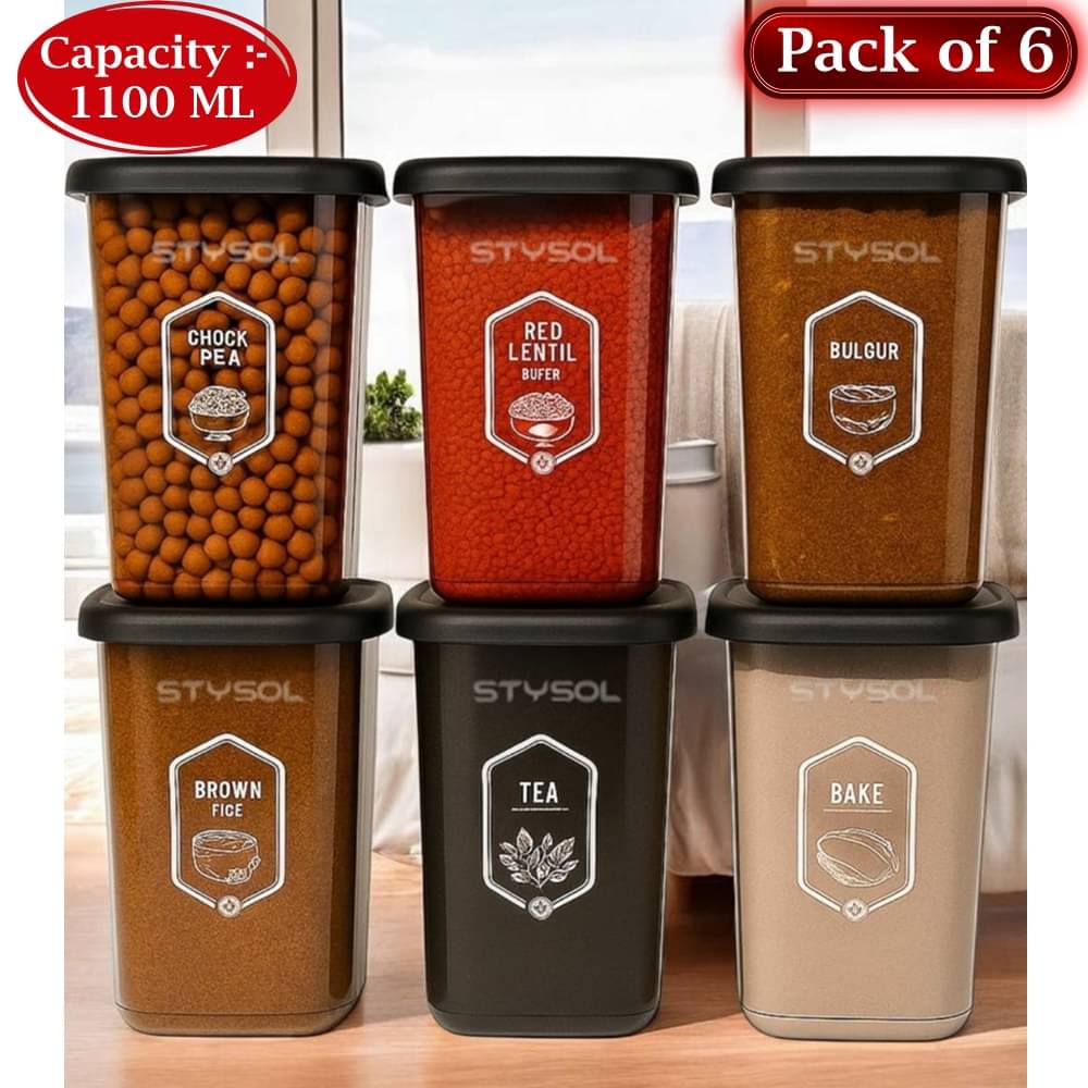     			Stysol Plastic Transparent Multi-Purpose Container ( Set of 6 )