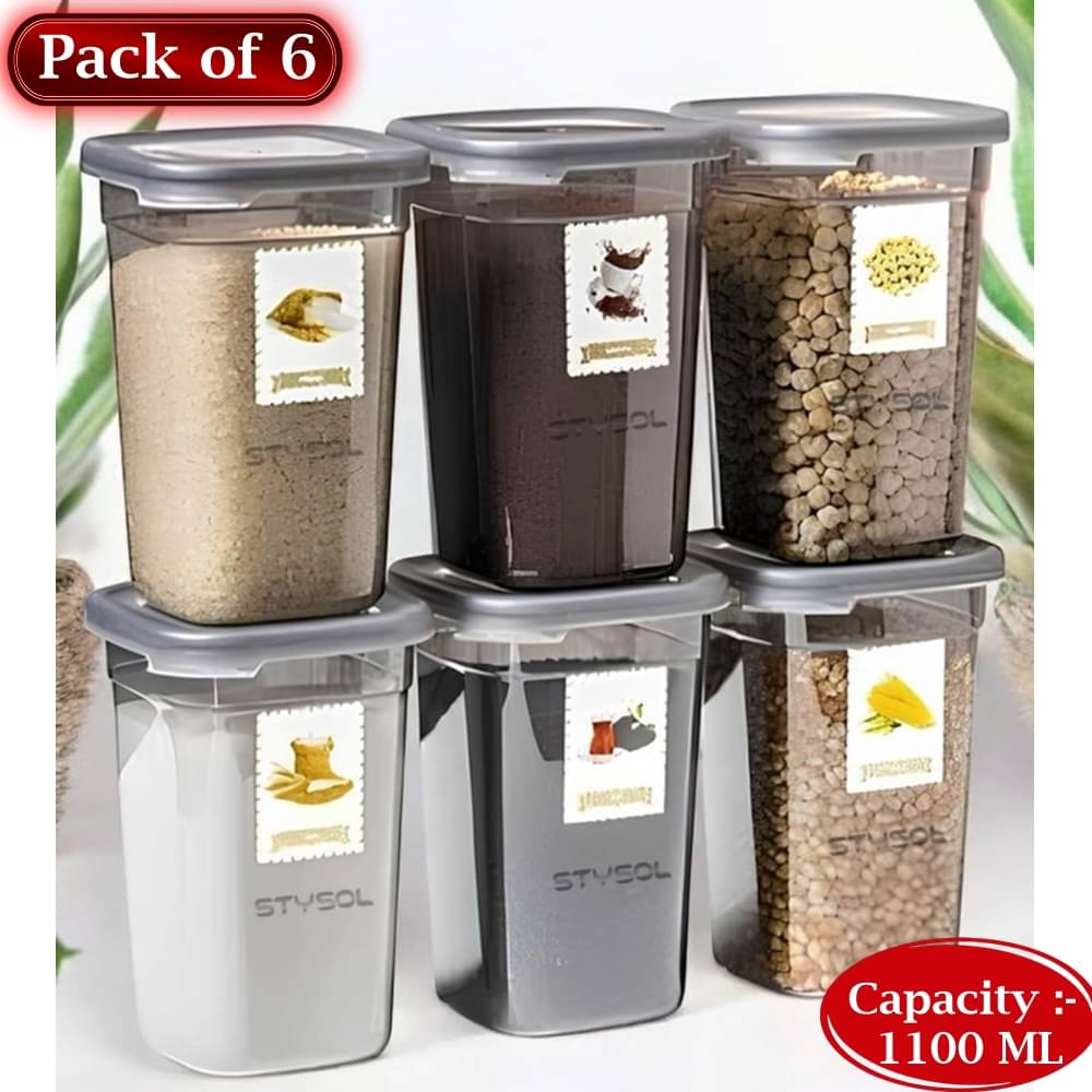     			Stysol Plastic Transparent Multi-Purpose Container ( Set of 6 )