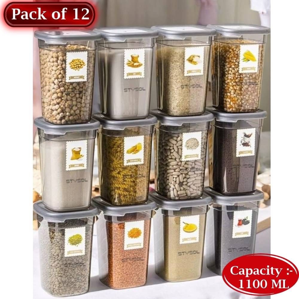     			Stysol Plastic Transparent Multi-Purpose Container ( Set of 12 )
