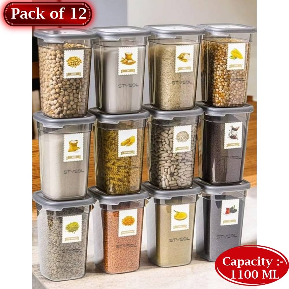     			Stysol Plastic Transparent Multi-Purpose Container ( Set of 12 )