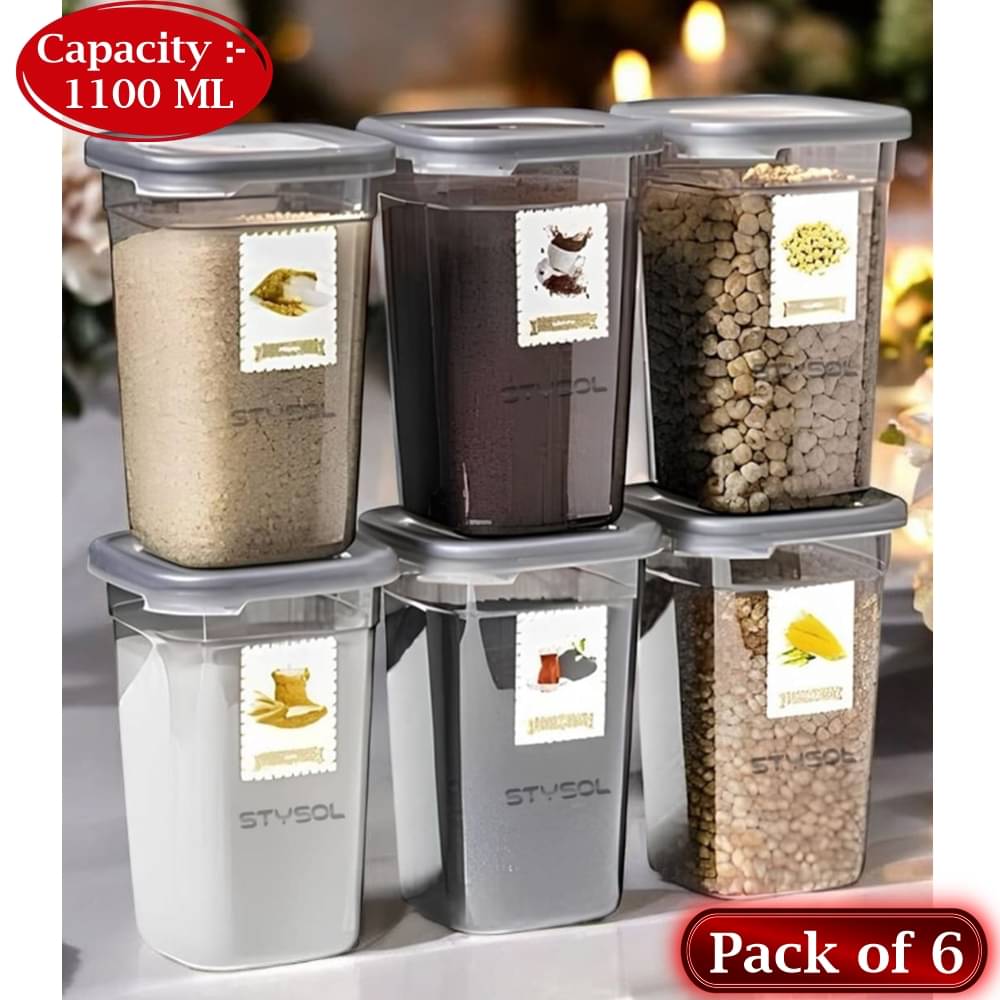     			Stysol Plastic Transparent Multi-Purpose Container ( Set of 6 )
