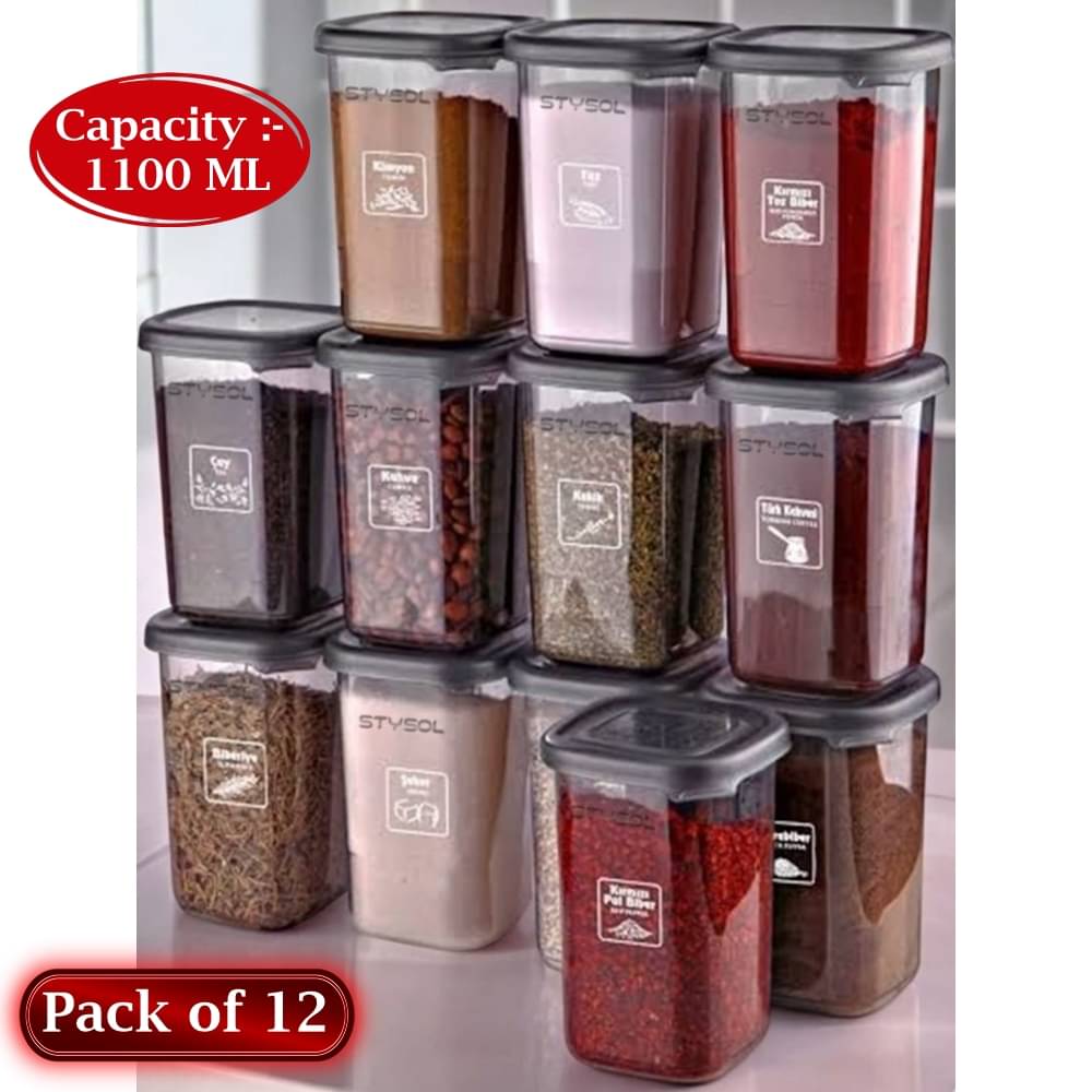     			Stysol Plastic Transparent Multi-Purpose Container ( Set of 12 )