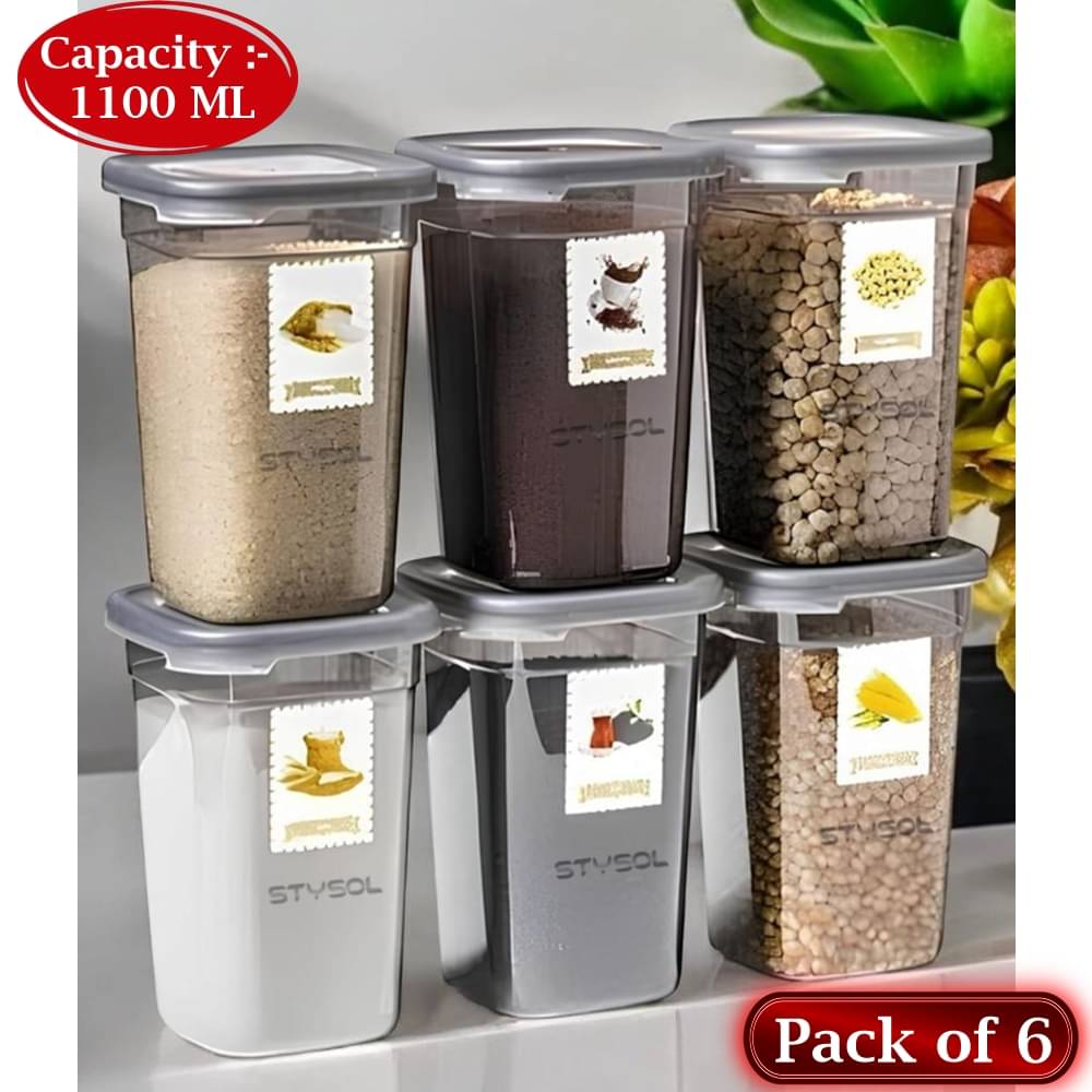     			Stysol Plastic Transparent Multi-Purpose Container ( Set of 6 )