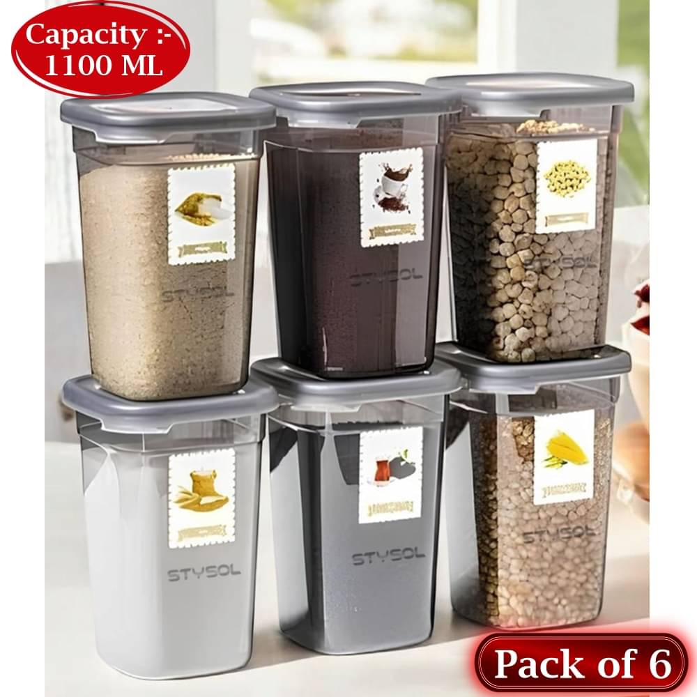     			Stysol Plastic Transparent Multi-Purpose Container ( Set of 6 )