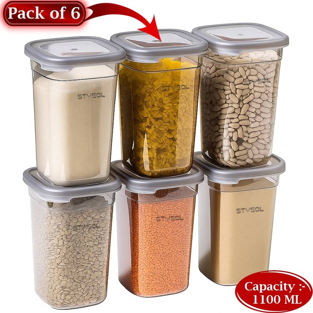     			Stysol Plastic Transparent Multi-Purpose Container ( Set of 6 )