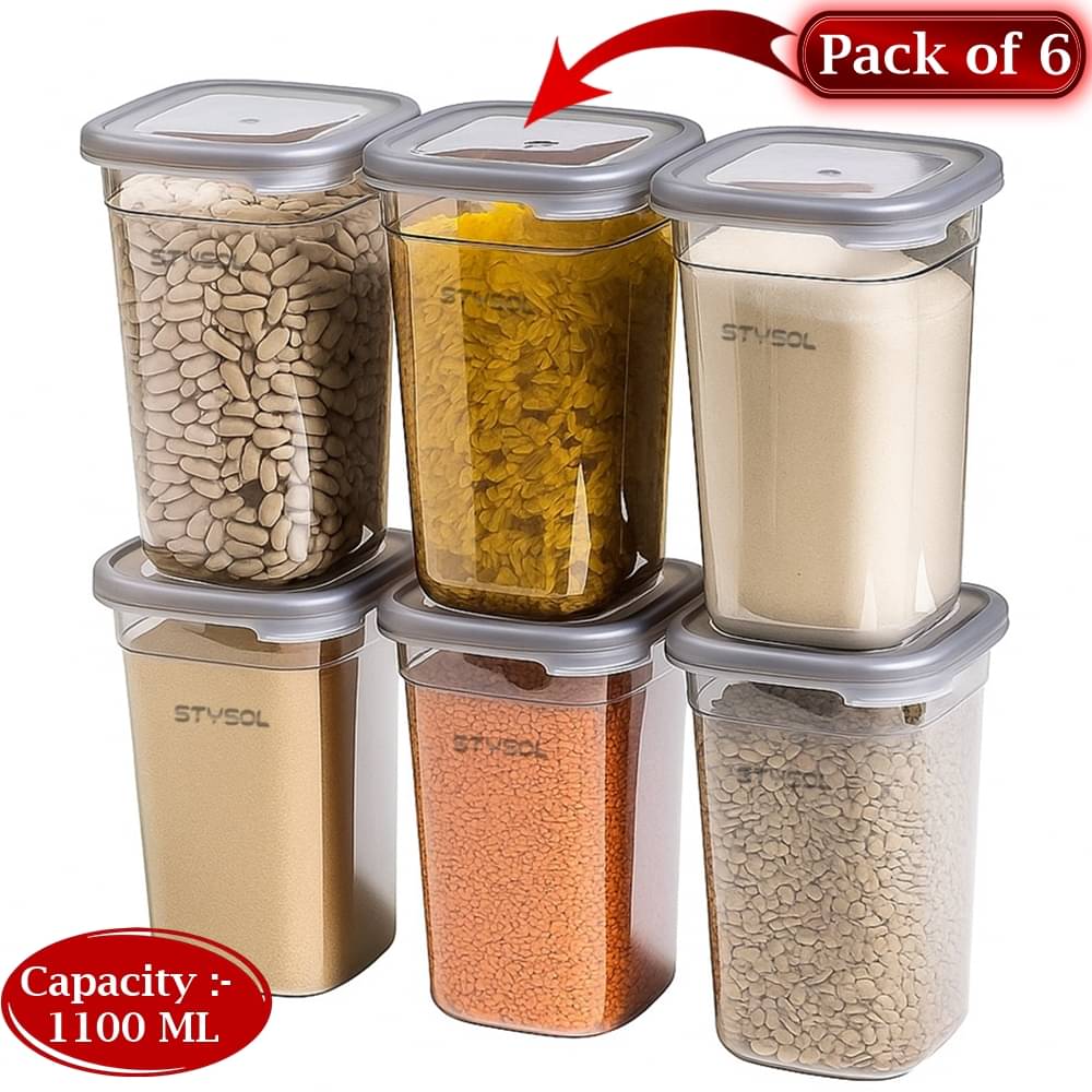     			Stysol Plastic Transparent Multi-Purpose Container ( Set of 6 )