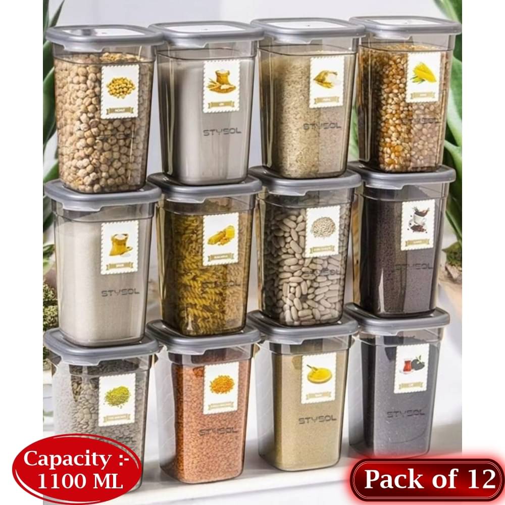     			Stysol Plastic Transparent Multi-Purpose Container ( Set of 12 )