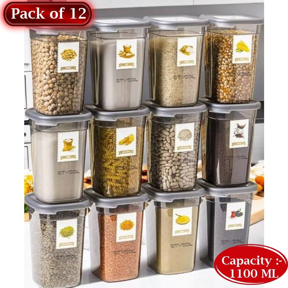     			Stysol Plastic Transparent Multi-Purpose Container ( Set of 12 )