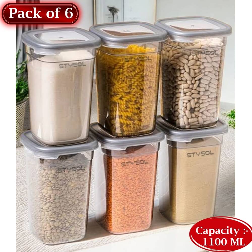     			Stysol Plastic Transparent Multi-Purpose Container ( Set of 6 )