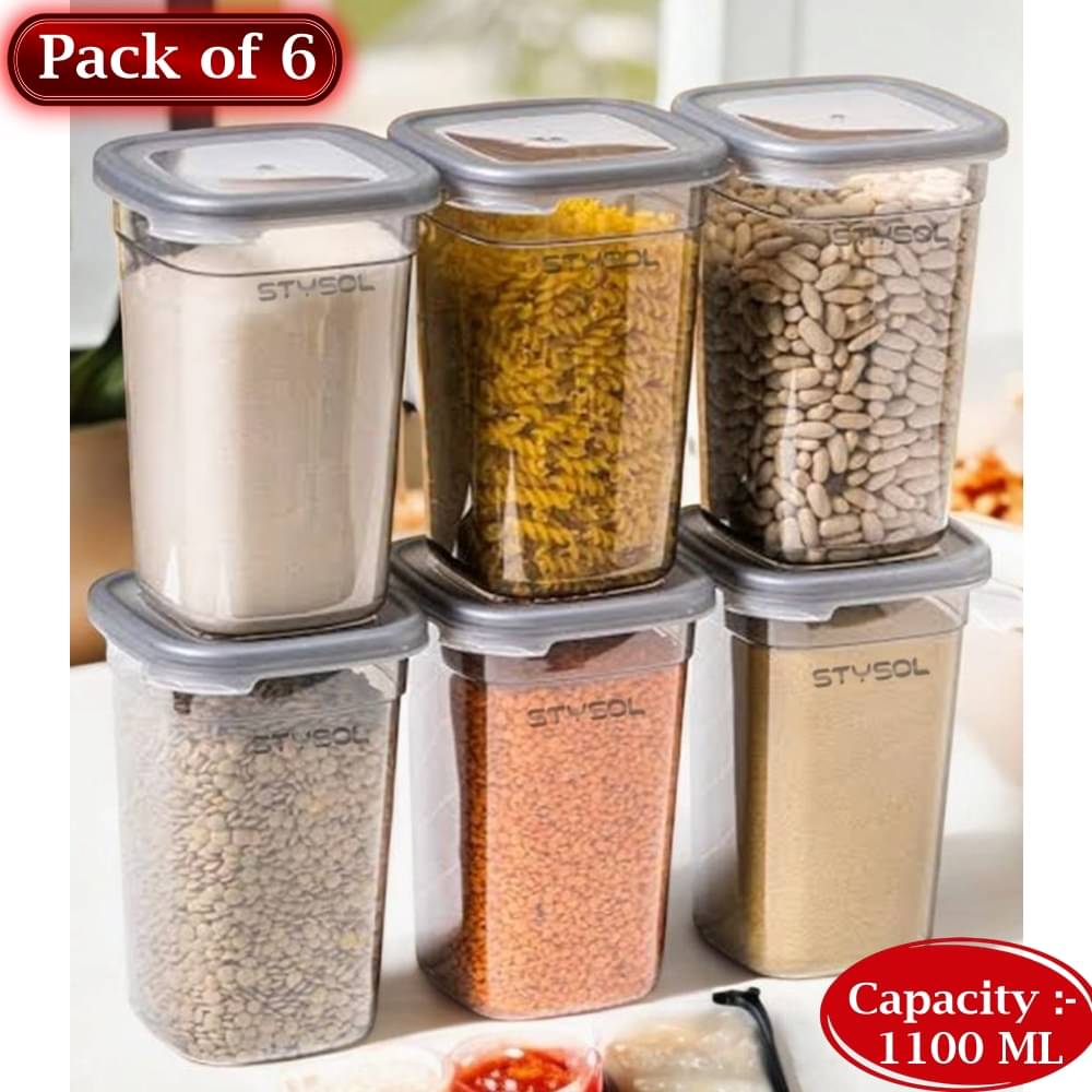     			Stysol Plastic Transparent Multi-Purpose Container ( Set of 6 )