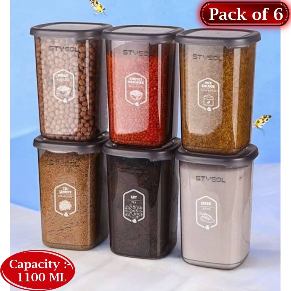     			Stysol Plastic Transparent Multi-Purpose Container ( Set of 6 )