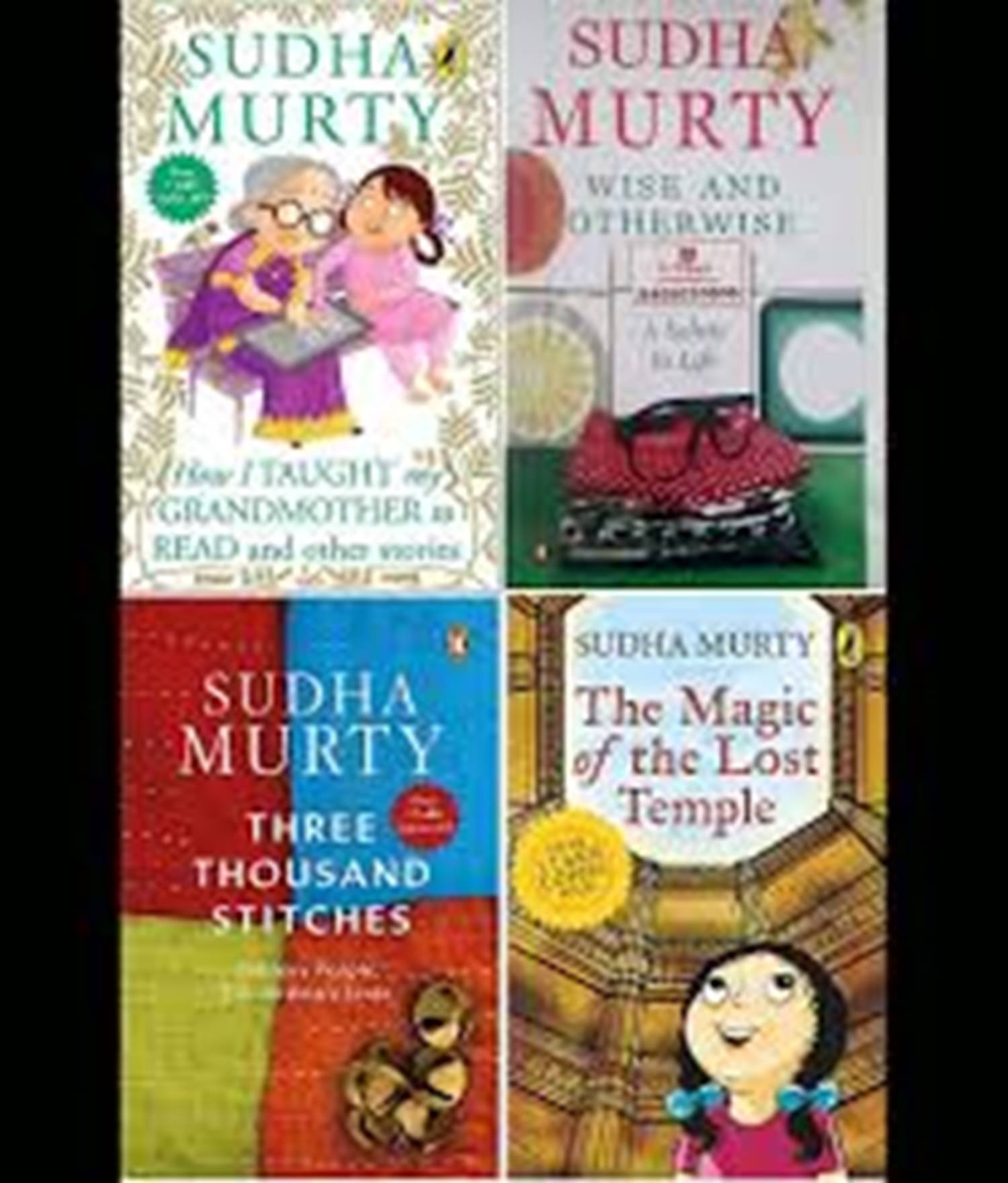 Sudha Murty 4 Books Combo: Wise and Otherwise & The Magic of lost Temple & How i taught my grandmother to read & Three Thousands Stitches Sudha Murty 4 Books Combo: Wise and Otherwise & The Magic of lost Temple & How i taught my grandmother to read & Three Thousands Stitches
