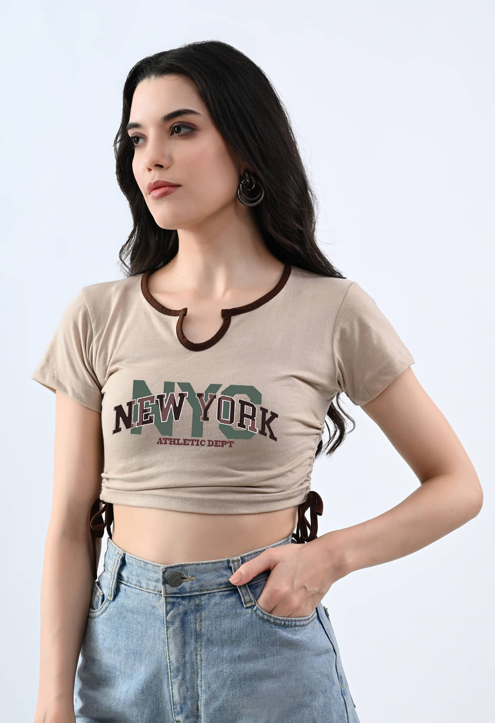     			genzy Women's Cotton Blend Crop Top ( Camel )