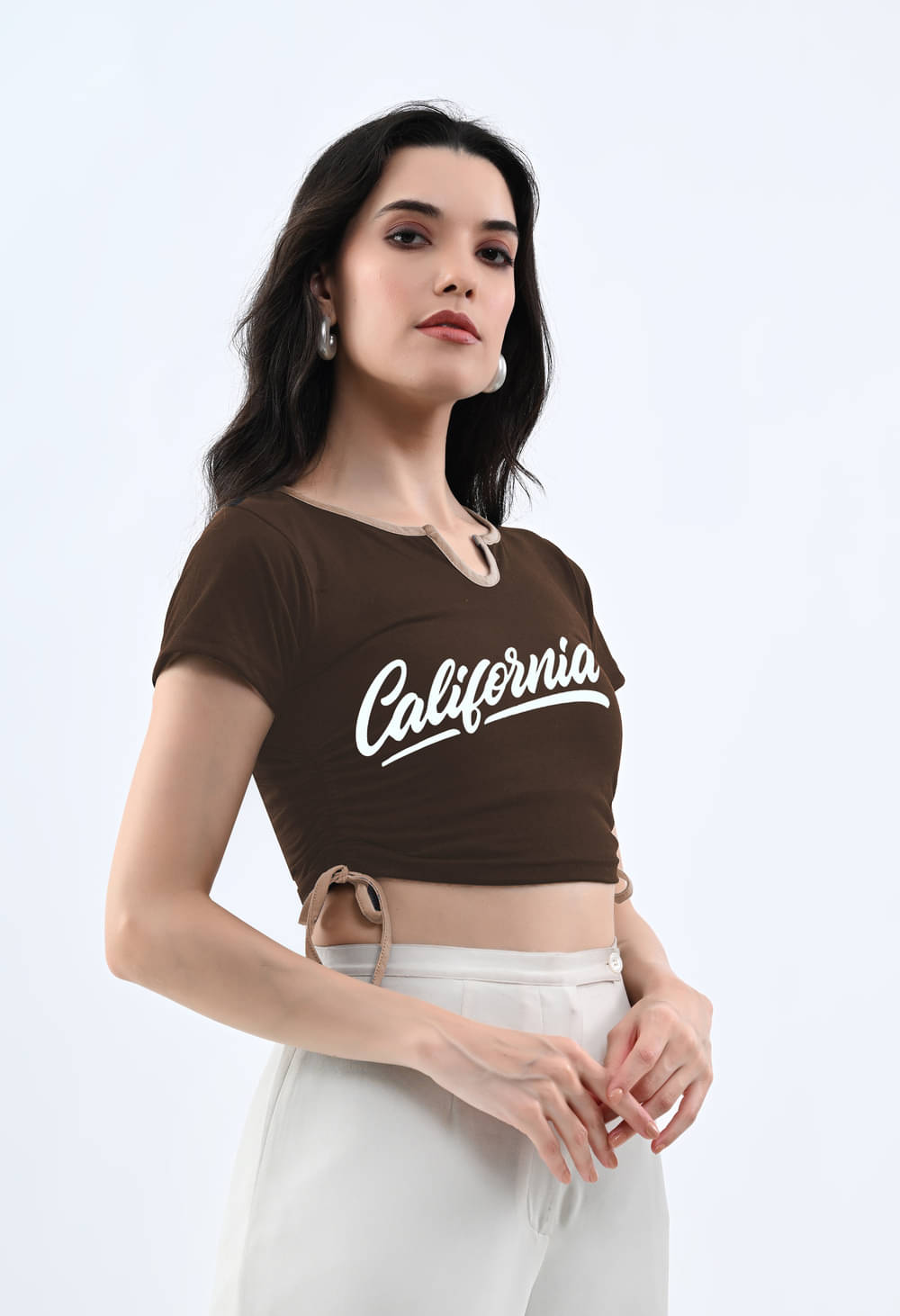 genzy Women's Cotton Blend Crop Top ( Brown )     			genzy Women's Cotton Blend Crop Top ( Brown )