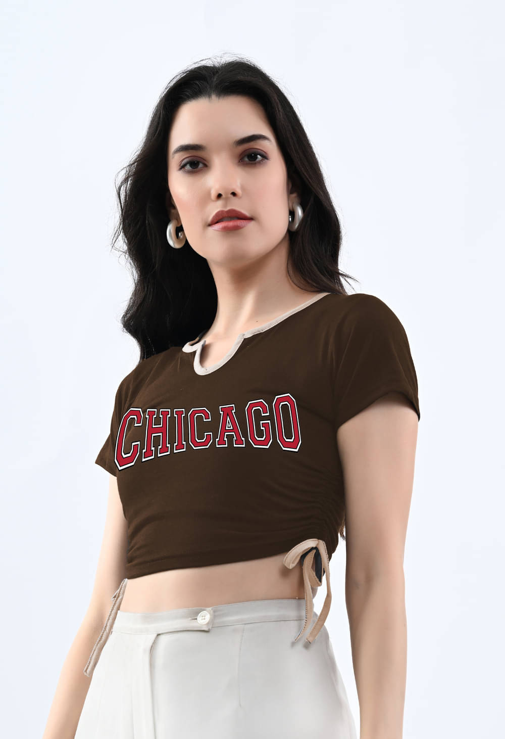     			genzy Women's Cotton Blend Crop Top ( Brown )