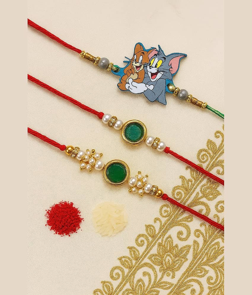 thrifkart Rakhi Hampers Multicolour KUNDAN BHAIYA BHABHI RAKHI WITH KIDS RAKHI - Bangles & Bracelets | Buy online on ZillyBuy