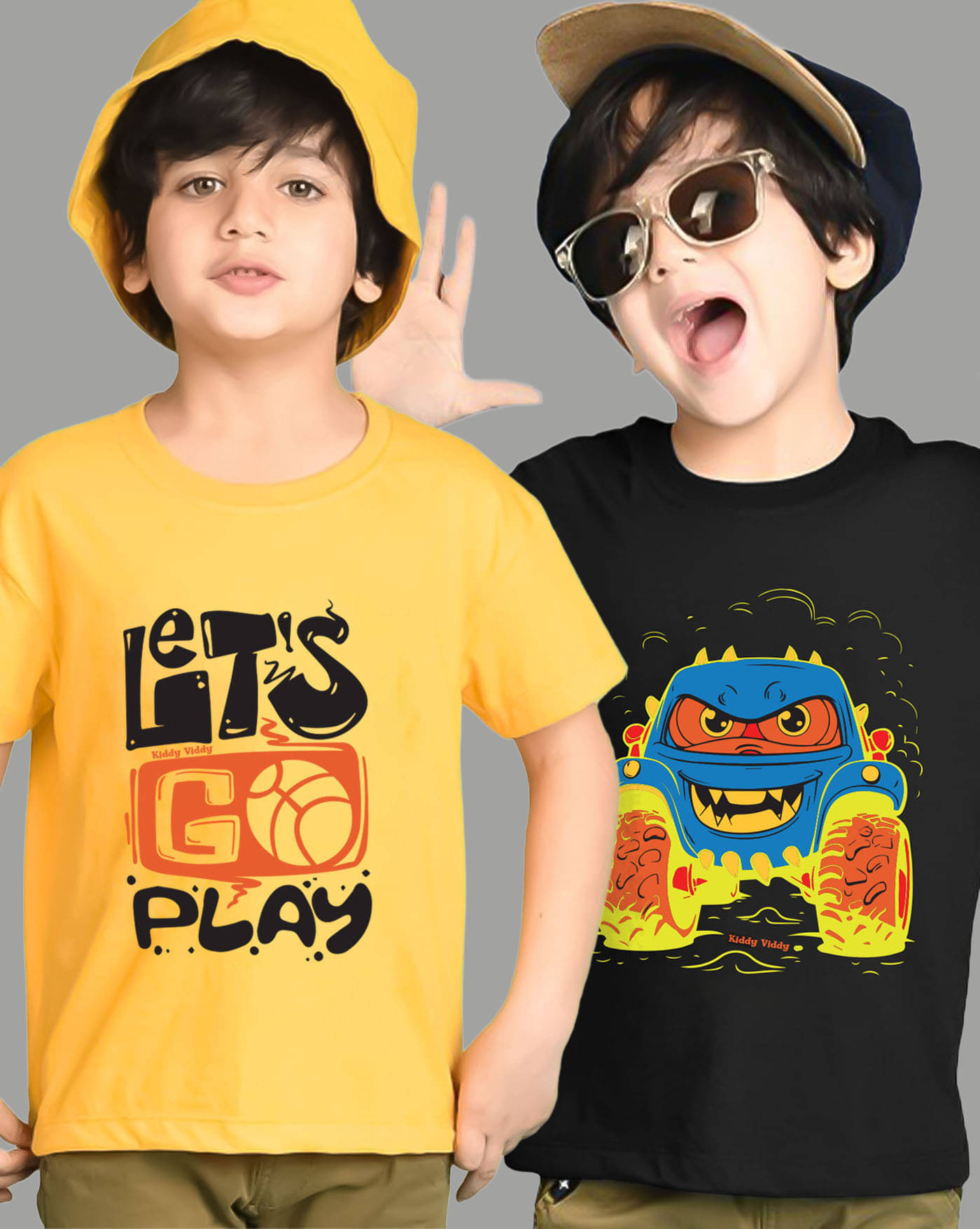     			AOOSH Pack of 2 Boys Cotton Blend T-Shirt ( Yellow )