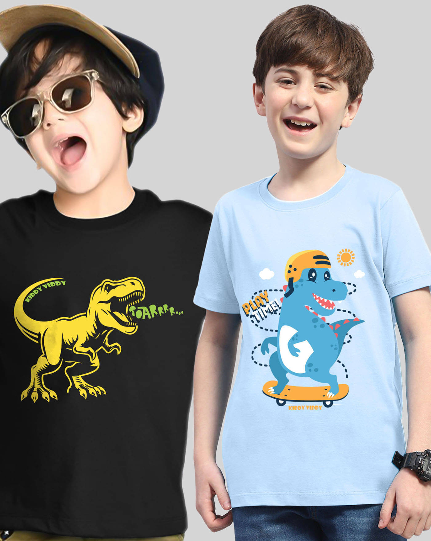     			AOOSH Pack of 2 Boys Cotton Blend T-Shirt ( Sky Blue )