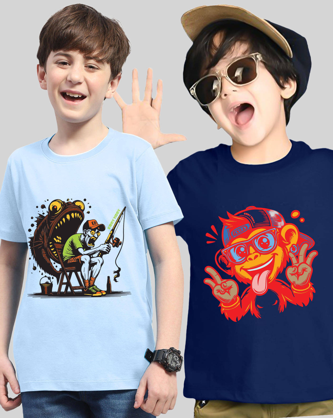     			AOOSH Pack of 2 Boys Cotton Blend T-Shirt ( Navy Blue )
