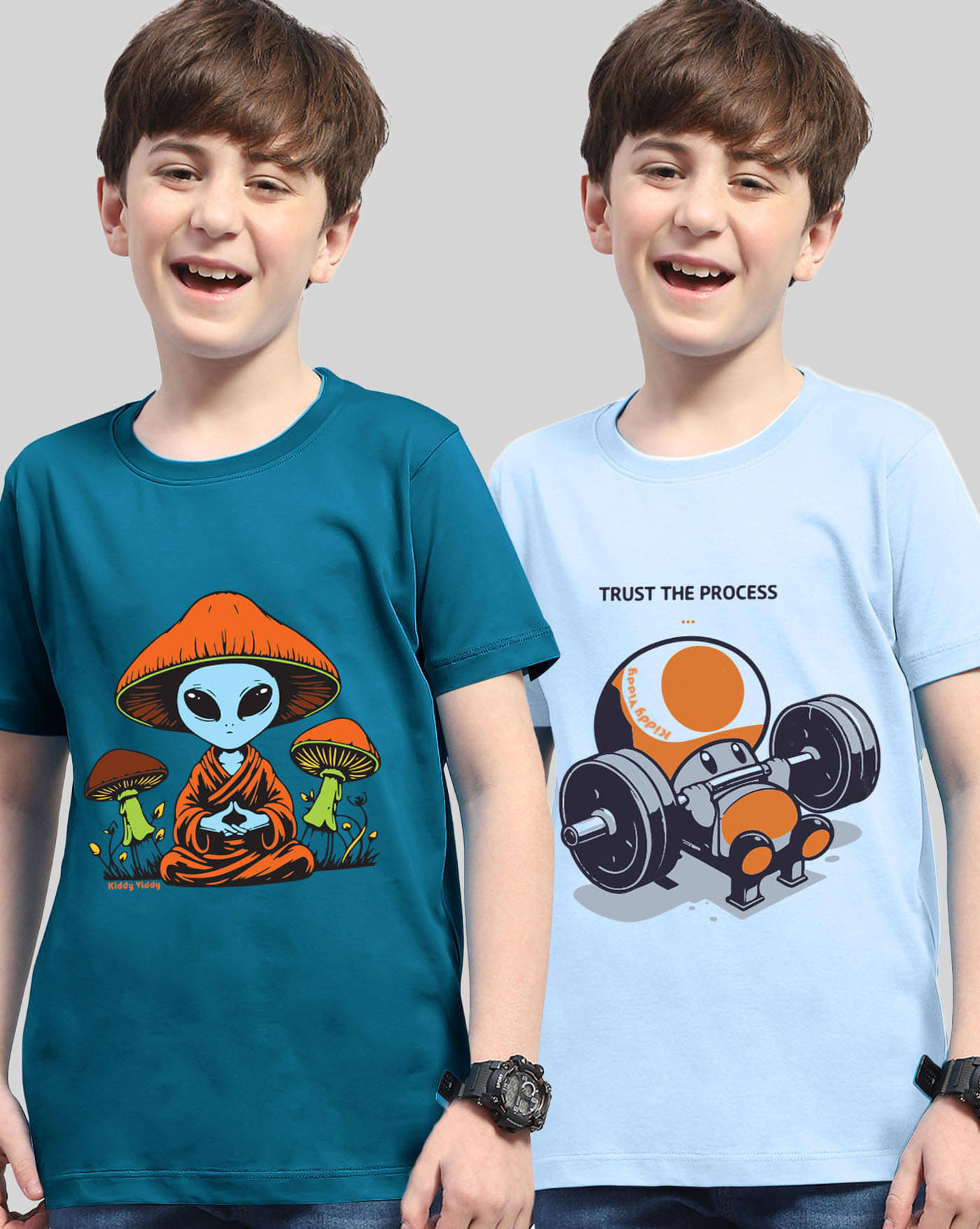     			AOOSH Pack of 2 Boys Cotton Blend T-Shirt ( Teal )