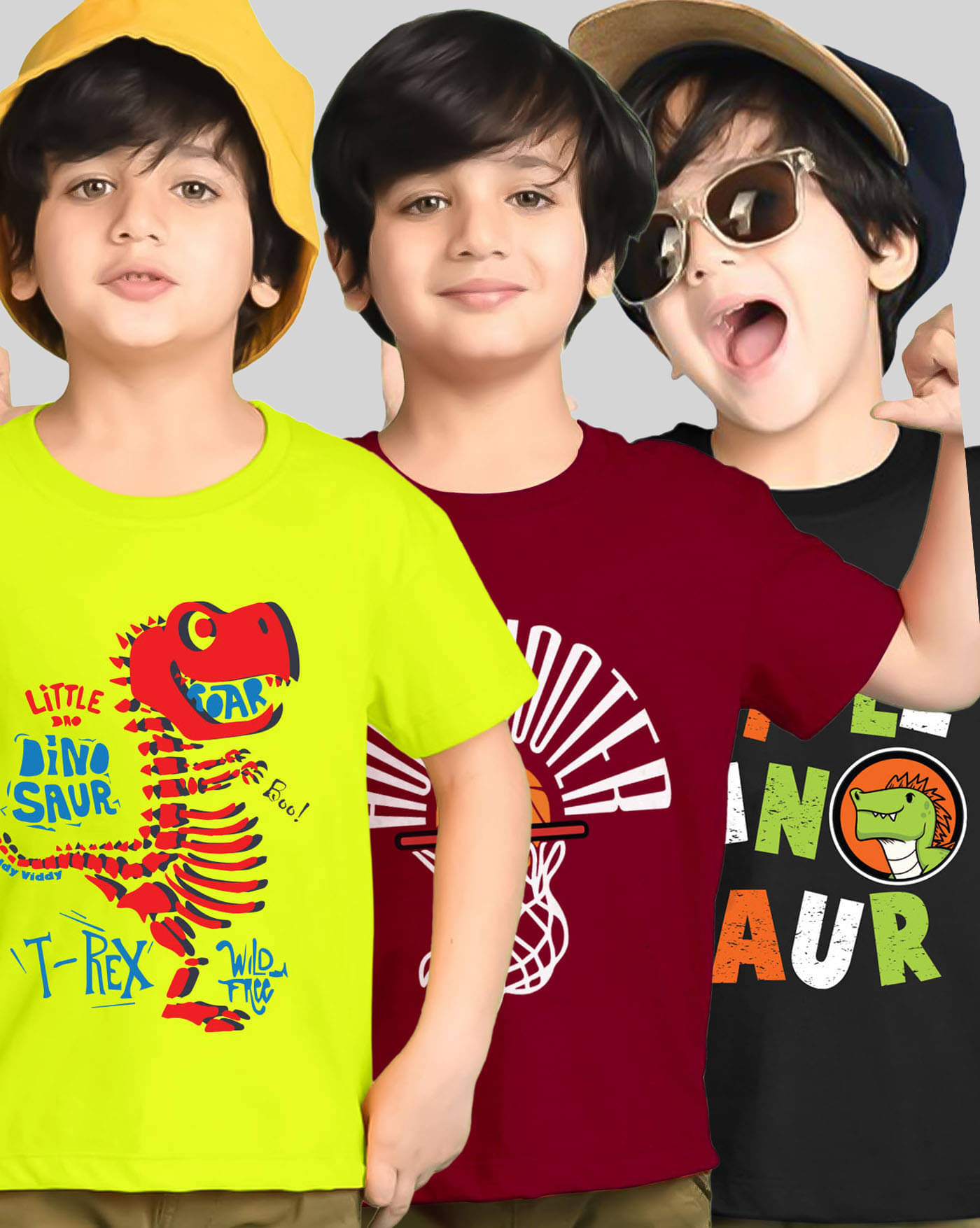     			AOOSH Pack of 3 Boys Cotton Blend T-Shirt ( Maroon )
