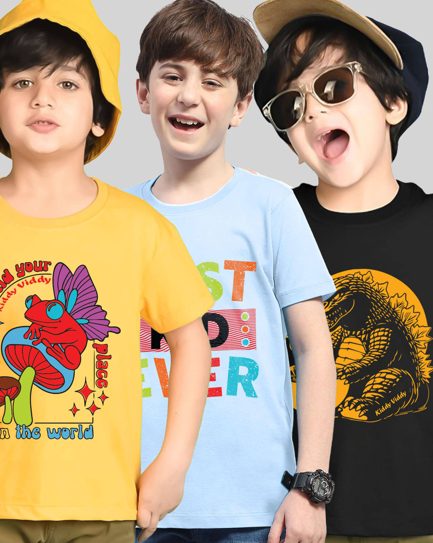     			AOOSH Pack of 3 Boys Cotton Blend T-Shirt ( Yellow )